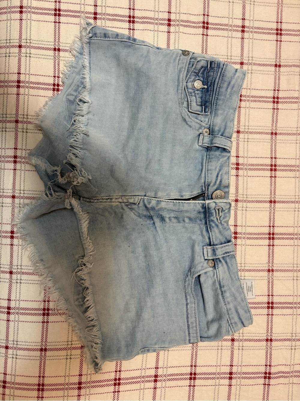 True religion Light Wash Frayed Hem Denim Shorts